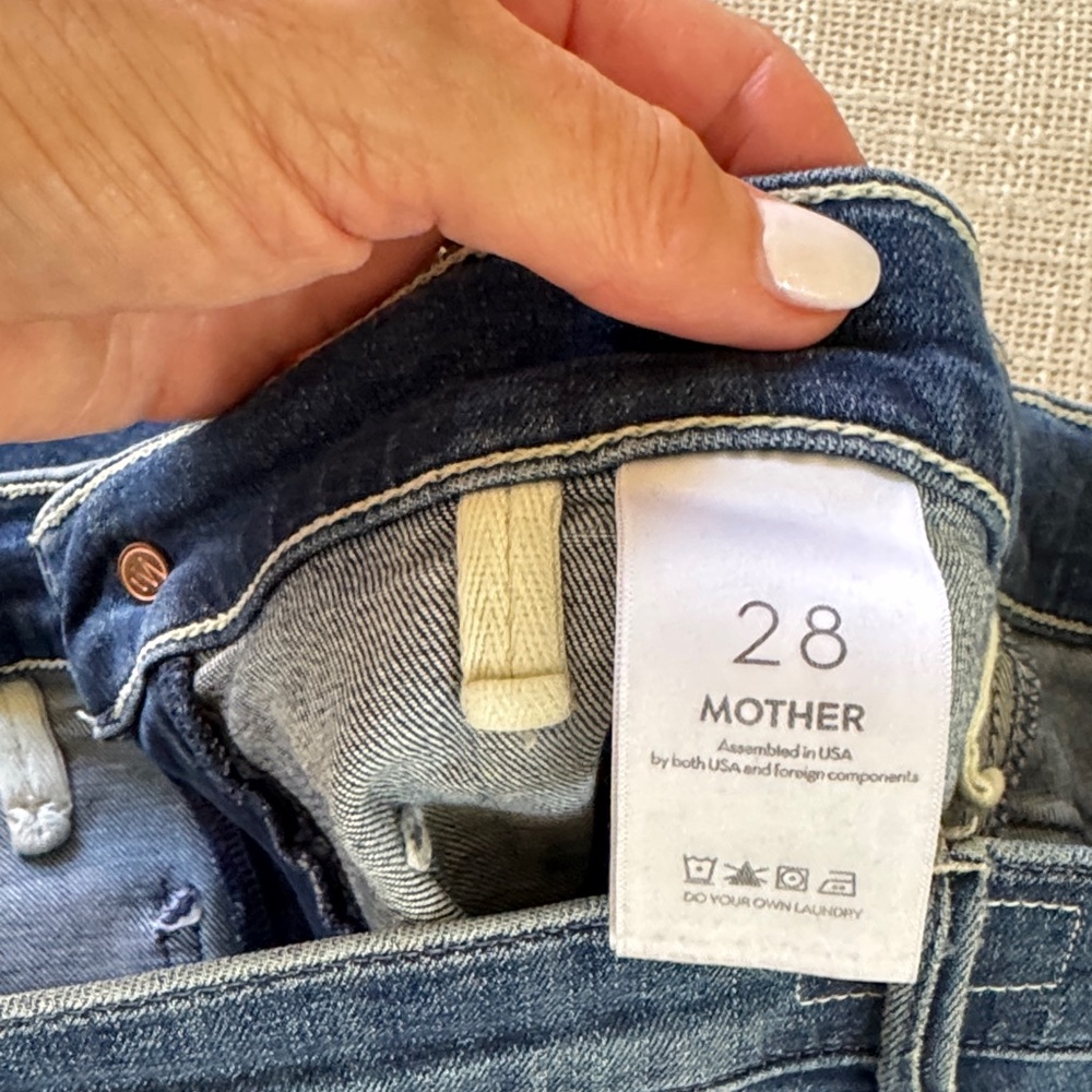 MOTHER Straight Leg Denim Jeans in Medium Blue - Picture 3 of 11